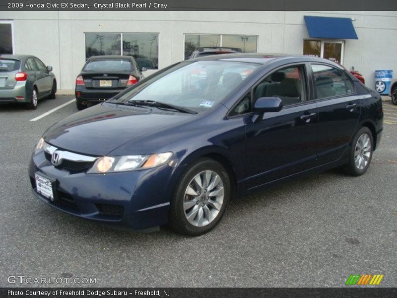 Crystal Black Pearl / Gray 2009 Honda Civic EX Sedan