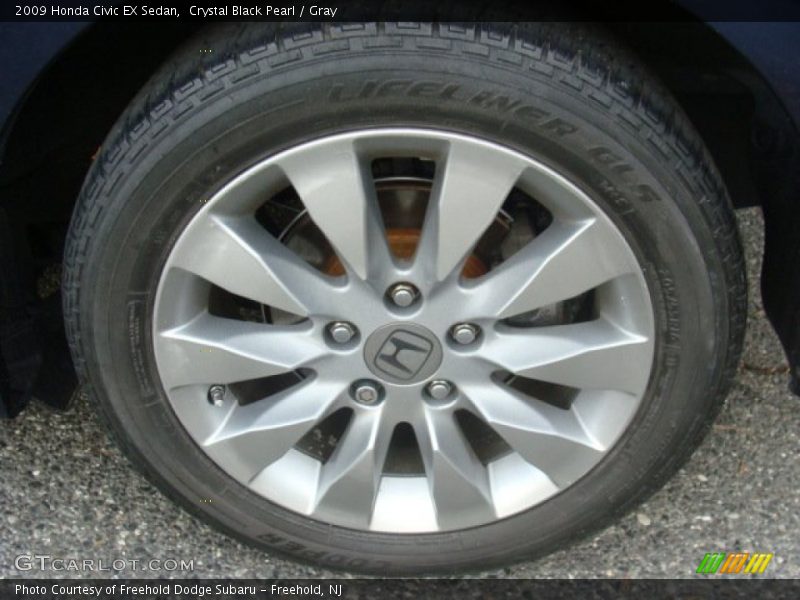 Crystal Black Pearl / Gray 2009 Honda Civic EX Sedan