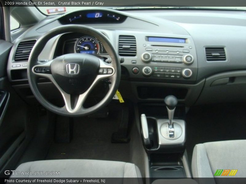 Crystal Black Pearl / Gray 2009 Honda Civic EX Sedan