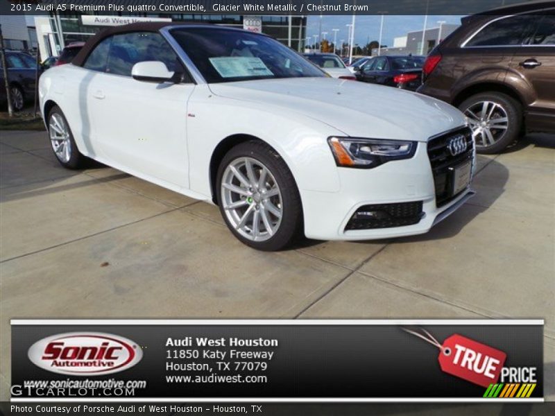 Glacier White Metallic / Chestnut Brown 2015 Audi A5 Premium Plus quattro Convertible