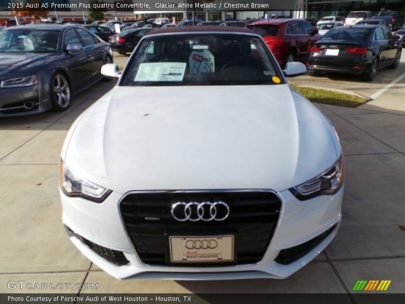 Glacier White Metallic / Chestnut Brown 2015 Audi A5 Premium Plus quattro Convertible