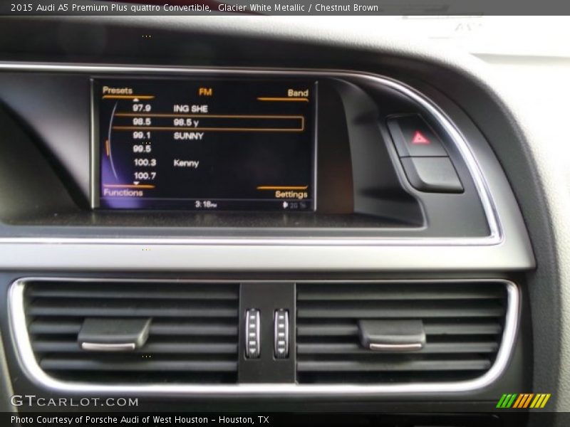 Glacier White Metallic / Chestnut Brown 2015 Audi A5 Premium Plus quattro Convertible