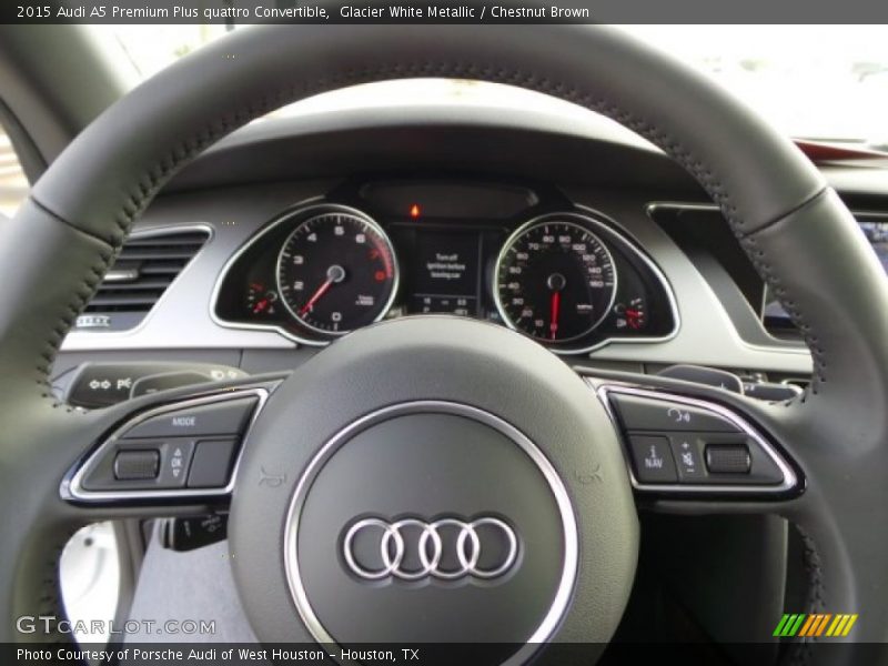 Glacier White Metallic / Chestnut Brown 2015 Audi A5 Premium Plus quattro Convertible