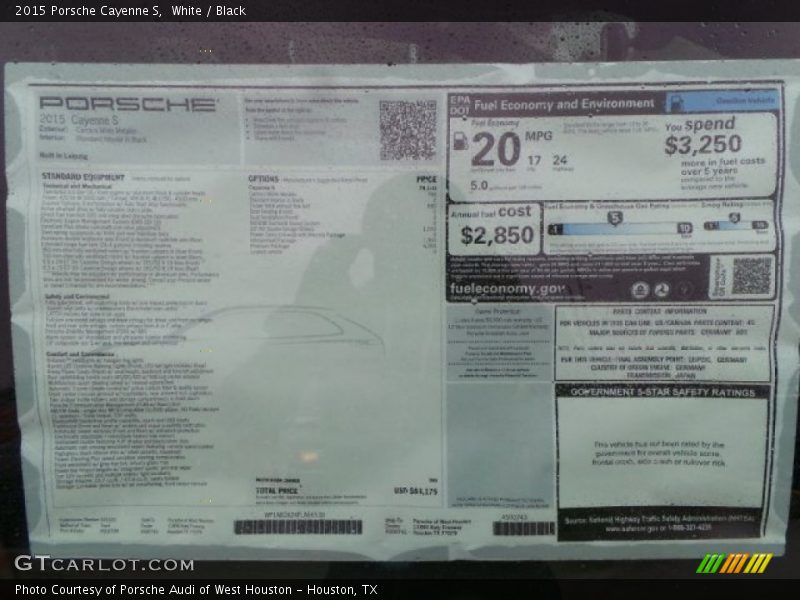  2015 Cayenne S Window Sticker