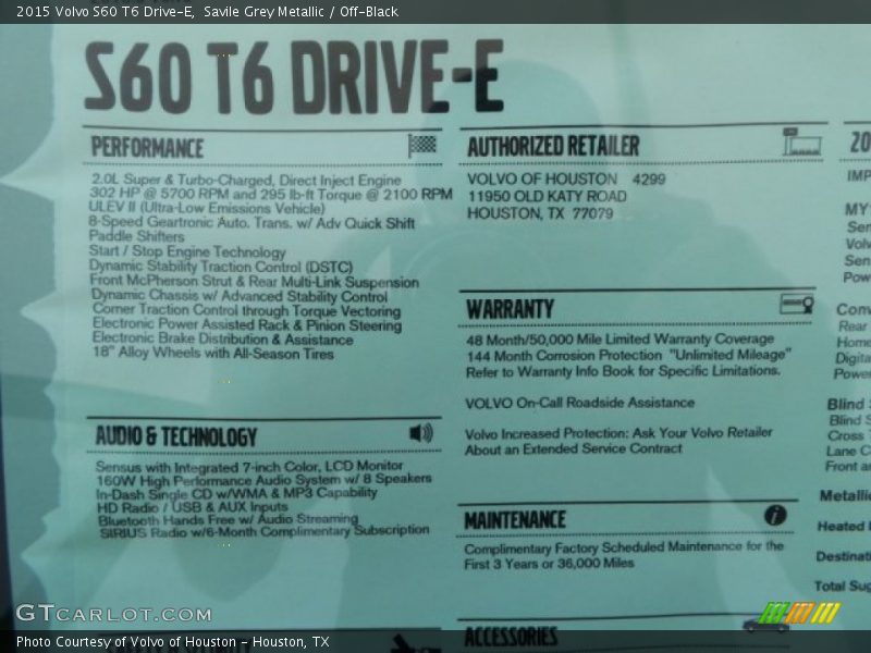 Savile Grey Metallic / Off-Black 2015 Volvo S60 T6 Drive-E