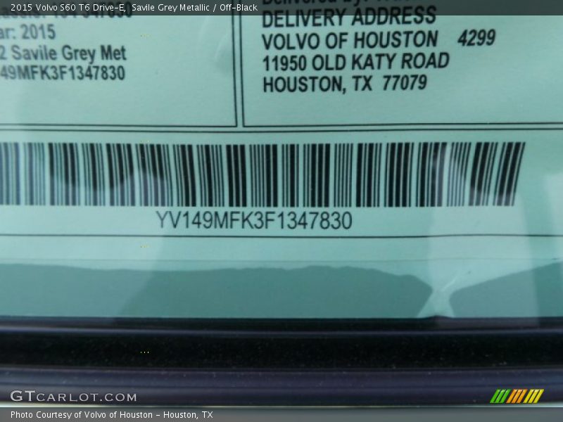 Savile Grey Metallic / Off-Black 2015 Volvo S60 T6 Drive-E