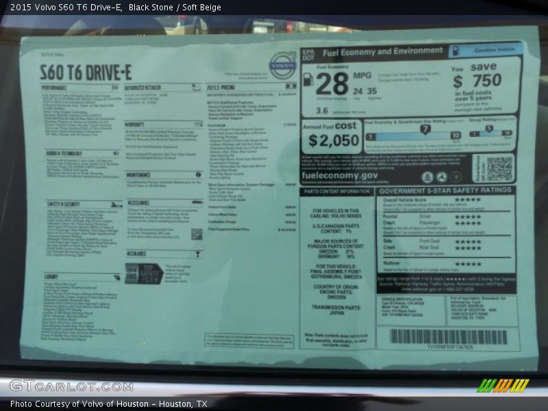 Black Stone / Soft Beige 2015 Volvo S60 T6 Drive-E