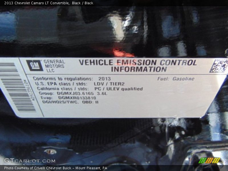 Black / Black 2013 Chevrolet Camaro LT Convertible