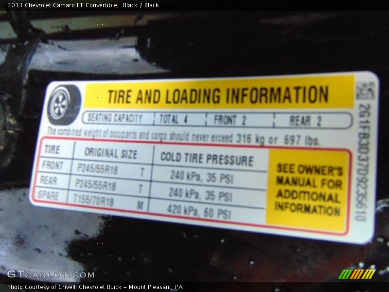 Black / Black 2013 Chevrolet Camaro LT Convertible