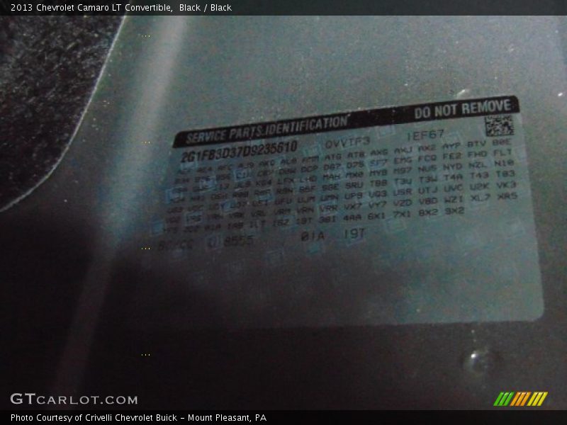 Black / Black 2013 Chevrolet Camaro LT Convertible