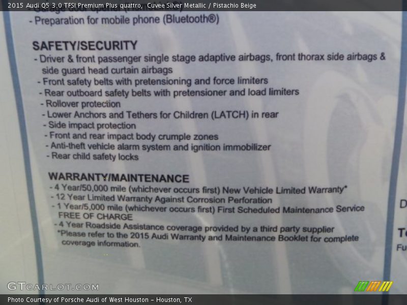 Cuvee Silver Metallic / Pistachio Beige 2015 Audi Q5 3.0 TFSI Premium Plus quattro