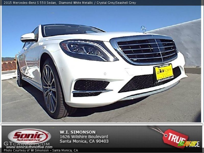 Diamond White Metallic / Crystal Grey/Seashell Grey 2015 Mercedes-Benz S 550 Sedan