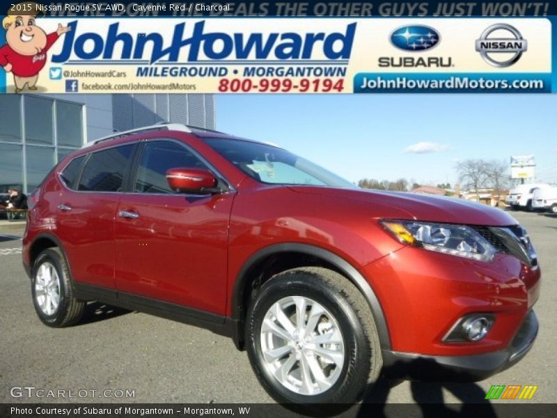 Cayenne Red / Charcoal 2015 Nissan Rogue SV AWD