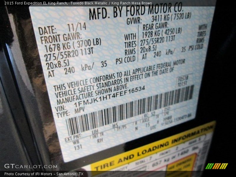 Tuxedo Black Metallic / King Ranch Mesa Brown 2015 Ford Expedition EL King Ranch