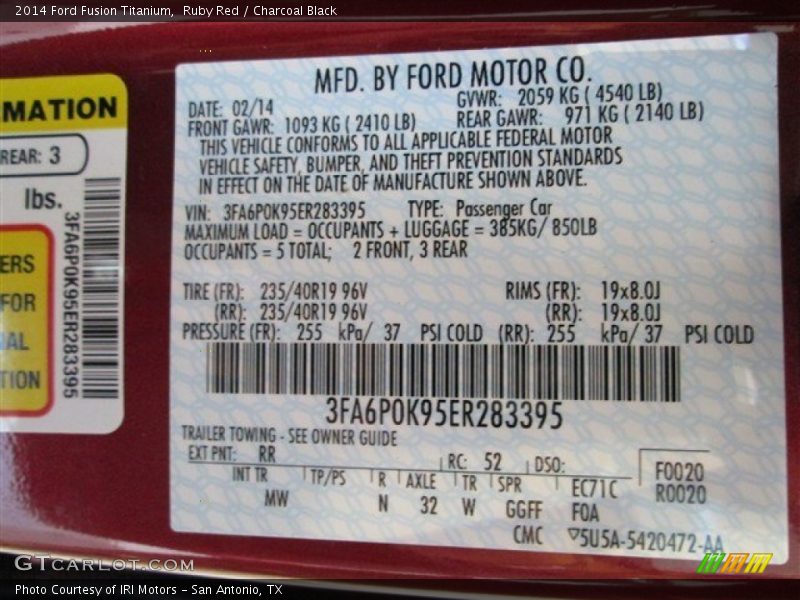 Ruby Red / Charcoal Black 2014 Ford Fusion Titanium