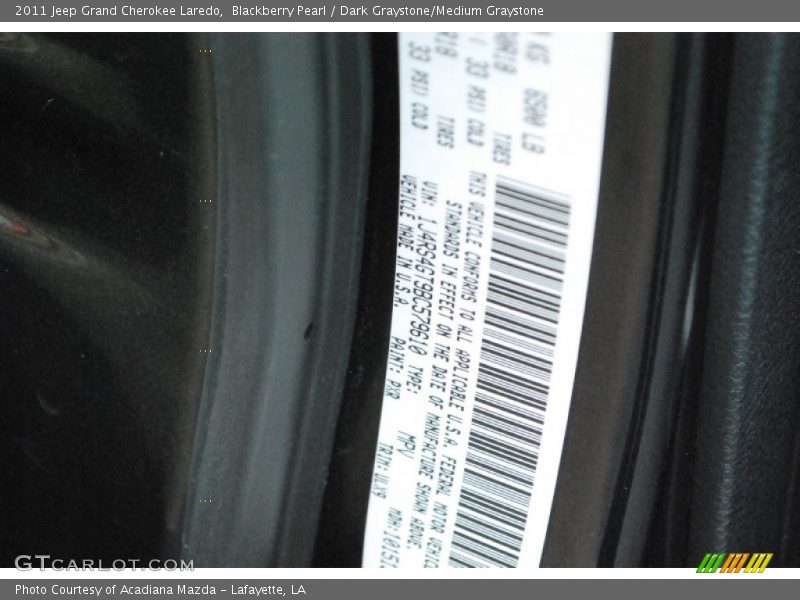 Blackberry Pearl / Dark Graystone/Medium Graystone 2011 Jeep Grand Cherokee Laredo