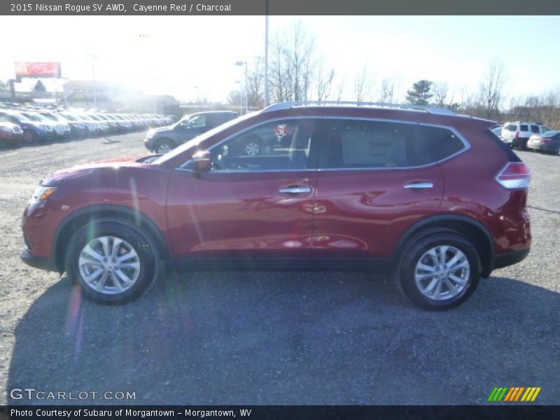 Cayenne Red / Charcoal 2015 Nissan Rogue SV AWD