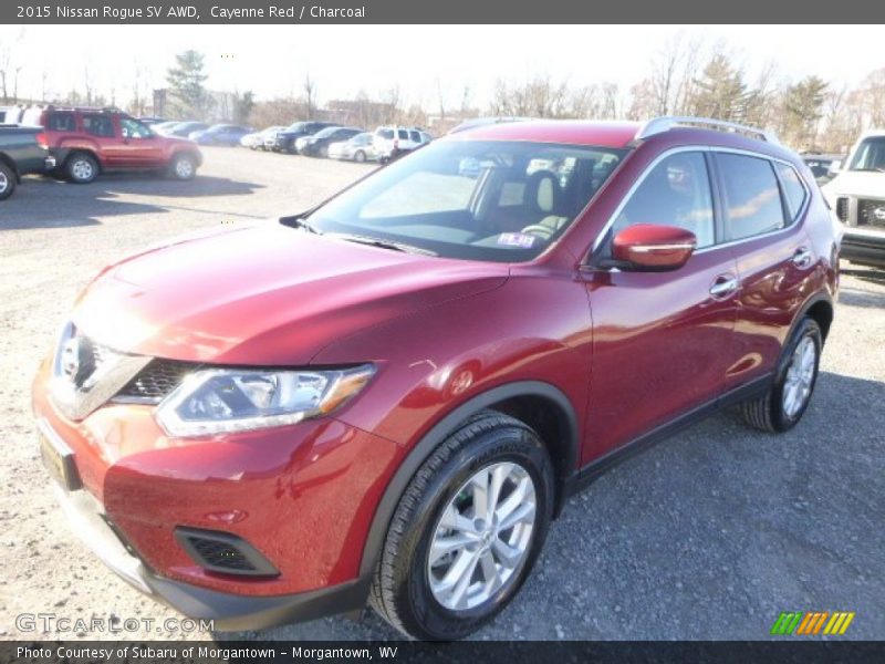 Cayenne Red / Charcoal 2015 Nissan Rogue SV AWD
