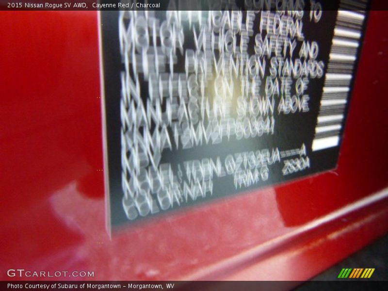 Cayenne Red / Charcoal 2015 Nissan Rogue SV AWD