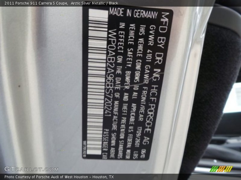 Arctic Silver Metallic / Black 2011 Porsche 911 Carrera S Coupe