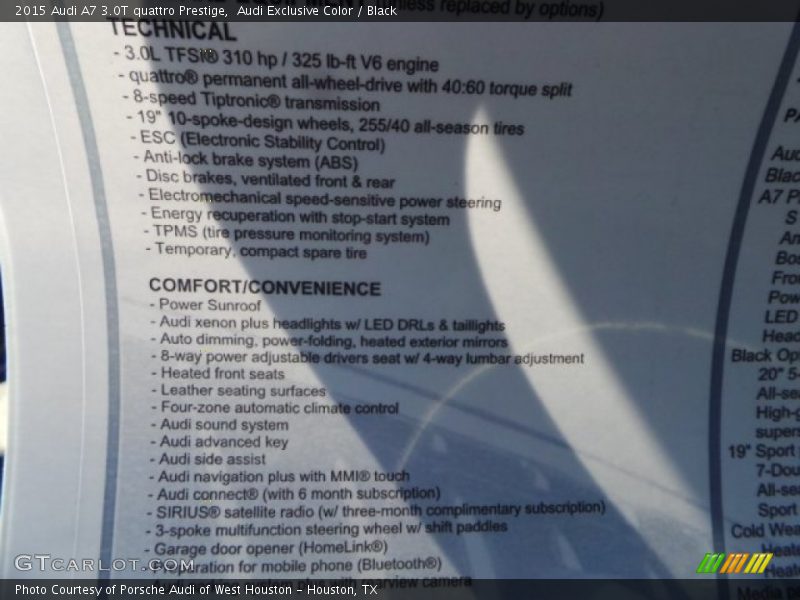Audi Exclusive Color / Black 2015 Audi A7 3.0T quattro Prestige