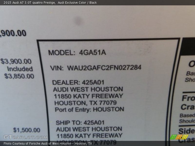 Audi Exclusive Color / Black 2015 Audi A7 3.0T quattro Prestige