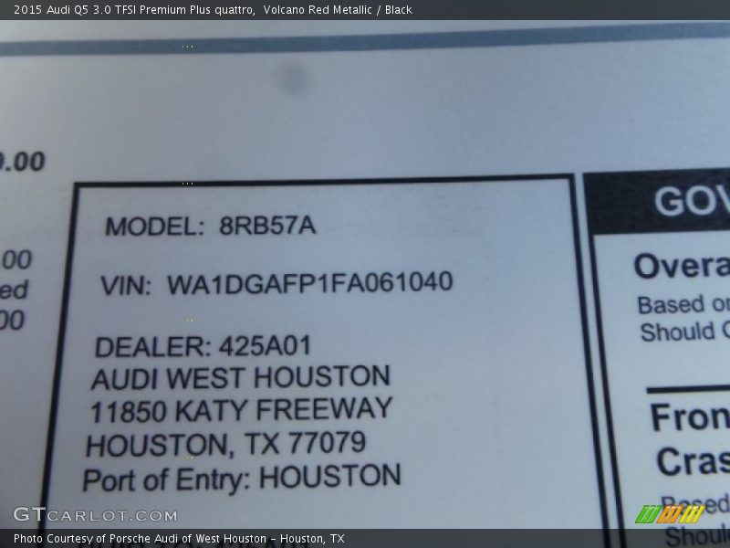 Volcano Red Metallic / Black 2015 Audi Q5 3.0 TFSI Premium Plus quattro
