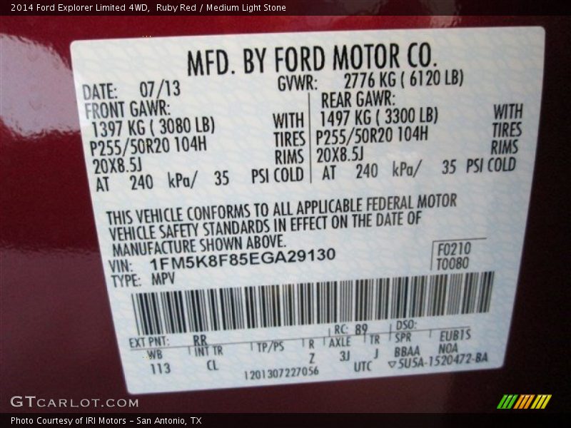 Ruby Red / Medium Light Stone 2014 Ford Explorer Limited 4WD