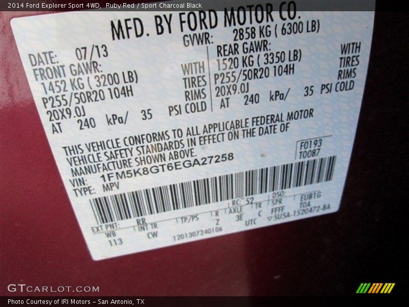 Ruby Red / Sport Charcoal Black 2014 Ford Explorer Sport 4WD