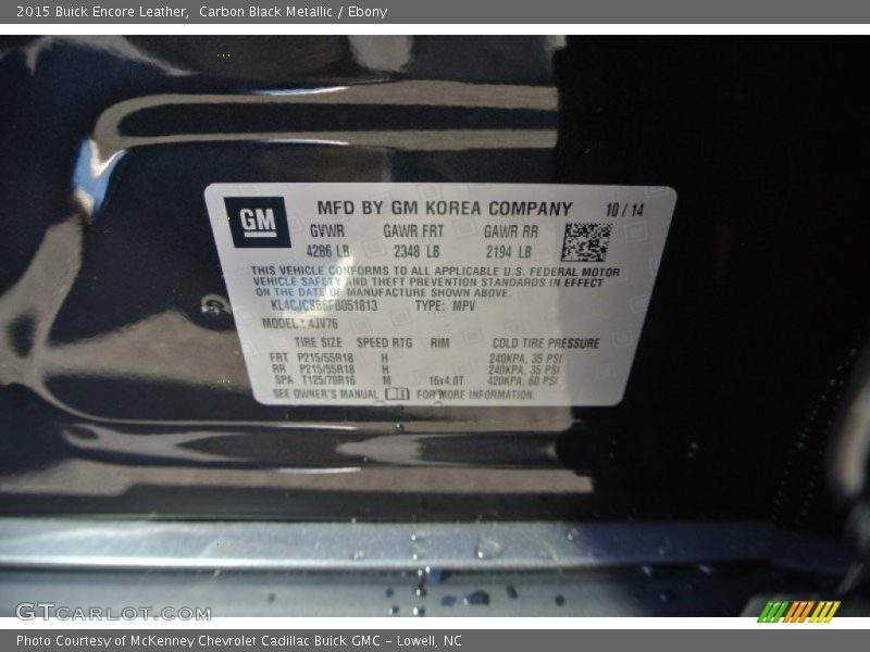 Carbon Black Metallic / Ebony 2015 Buick Encore Leather