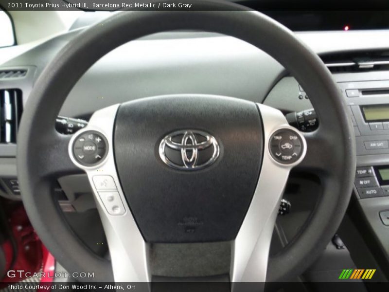 Barcelona Red Metallic / Dark Gray 2011 Toyota Prius Hybrid III