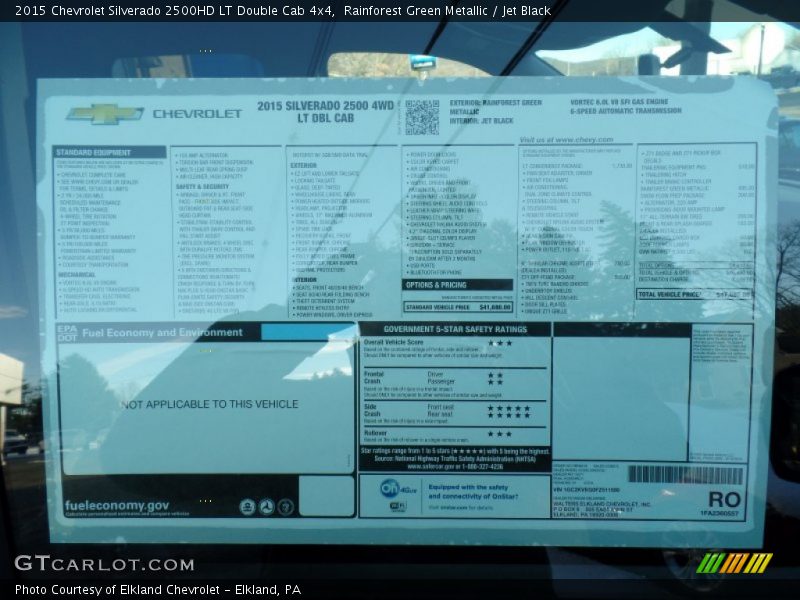 Rainforest Green Metallic / Jet Black 2015 Chevrolet Silverado 2500HD LT Double Cab 4x4