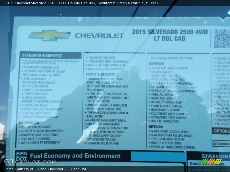 Rainforest Green Metallic / Jet Black 2015 Chevrolet Silverado 2500HD LT Double Cab 4x4