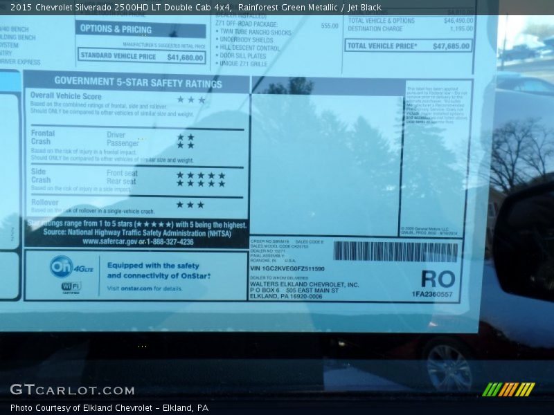 Rainforest Green Metallic / Jet Black 2015 Chevrolet Silverado 2500HD LT Double Cab 4x4