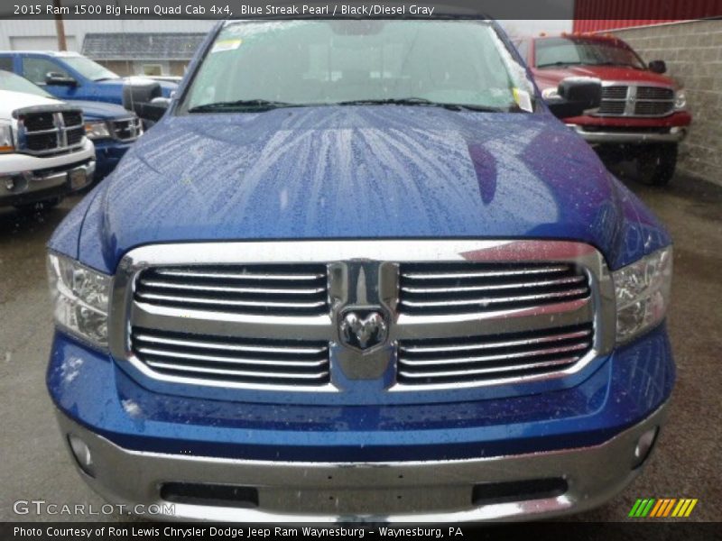 Blue Streak Pearl / Black/Diesel Gray 2015 Ram 1500 Big Horn Quad Cab 4x4