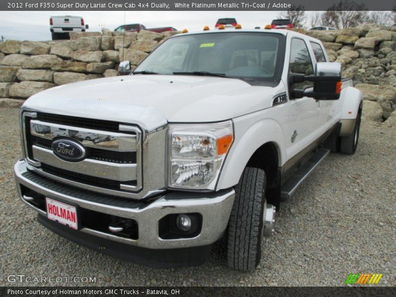 White Platinum Metallic Tri-Coat / Adobe 2012 Ford F350 Super Duty Lariat Crew Cab 4x4 Dually
