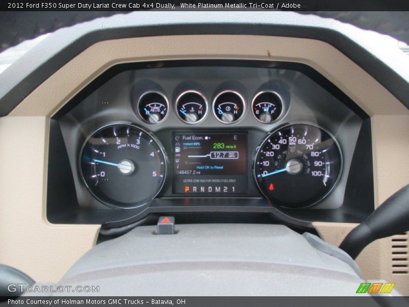 White Platinum Metallic Tri-Coat / Adobe 2012 Ford F350 Super Duty Lariat Crew Cab 4x4 Dually