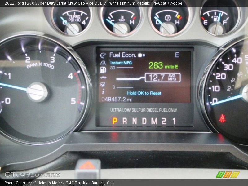 White Platinum Metallic Tri-Coat / Adobe 2012 Ford F350 Super Duty Lariat Crew Cab 4x4 Dually