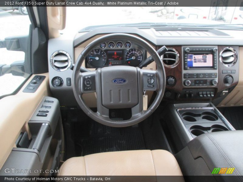 White Platinum Metallic Tri-Coat / Adobe 2012 Ford F350 Super Duty Lariat Crew Cab 4x4 Dually