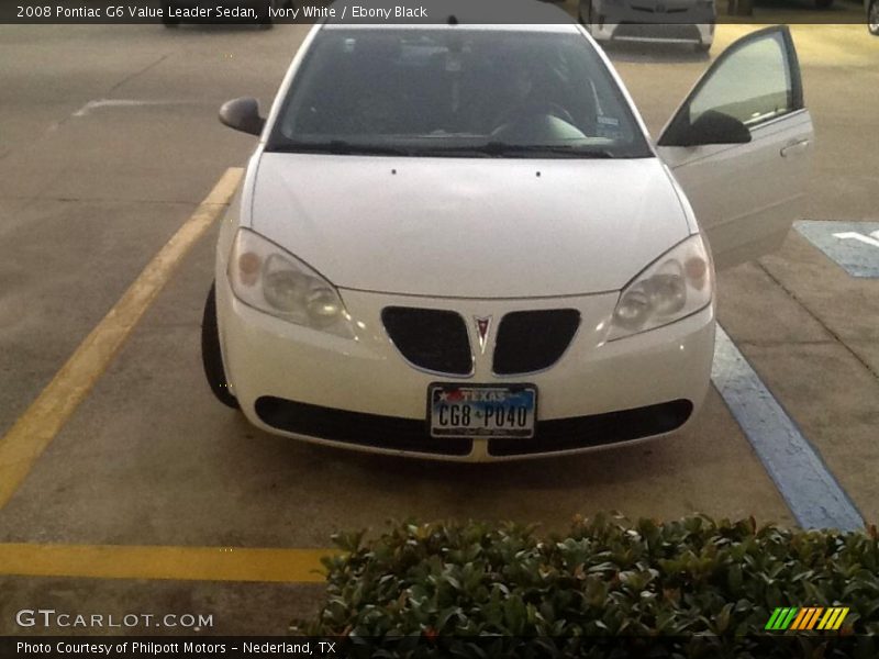 Ivory White / Ebony Black 2008 Pontiac G6 Value Leader Sedan