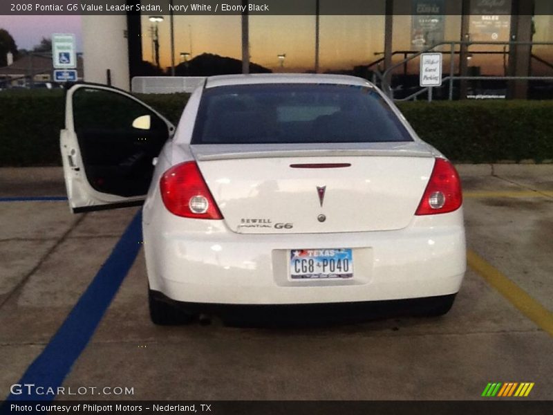 Ivory White / Ebony Black 2008 Pontiac G6 Value Leader Sedan