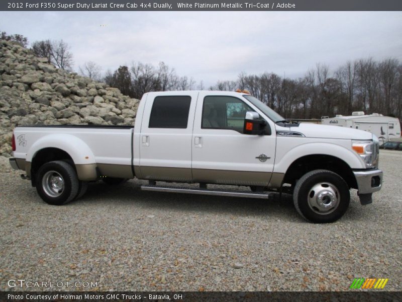 White Platinum Metallic Tri-Coat / Adobe 2012 Ford F350 Super Duty Lariat Crew Cab 4x4 Dually