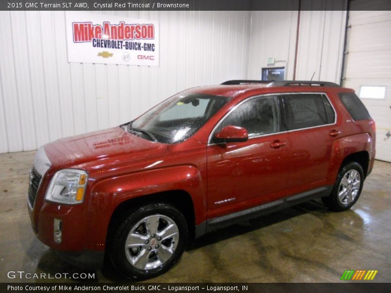 Crystal Red Tintcoat / Brownstone 2015 GMC Terrain SLT AWD