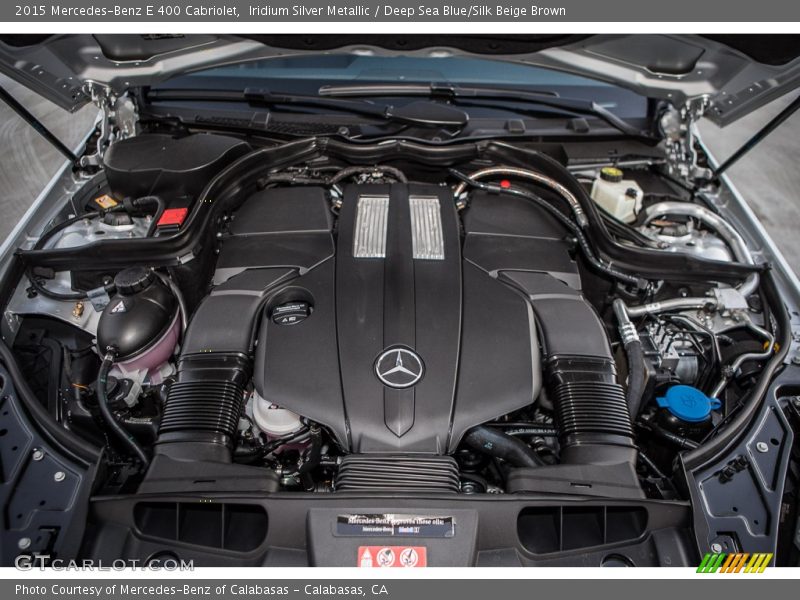 Iridium Silver Metallic / Deep Sea Blue/Silk Beige Brown 2015 Mercedes-Benz E 400 Cabriolet