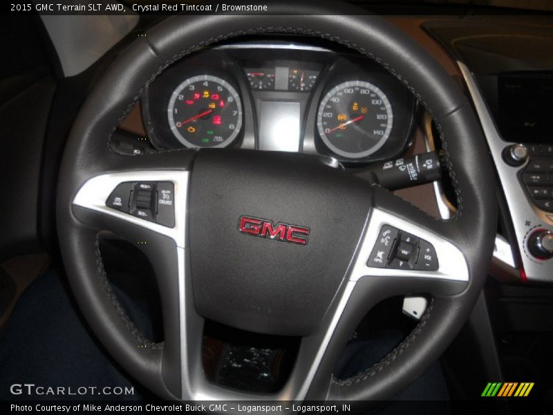 Crystal Red Tintcoat / Brownstone 2015 GMC Terrain SLT AWD