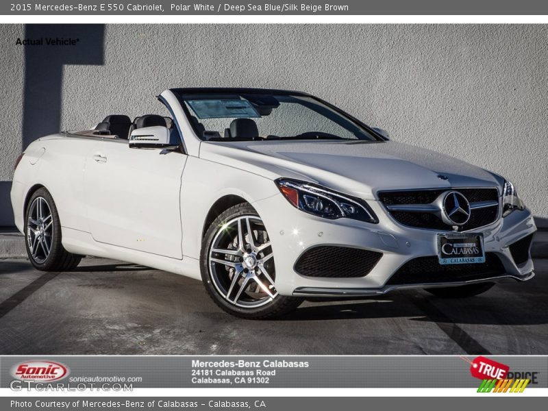 Polar White / Deep Sea Blue/Silk Beige Brown 2015 Mercedes-Benz E 550 Cabriolet