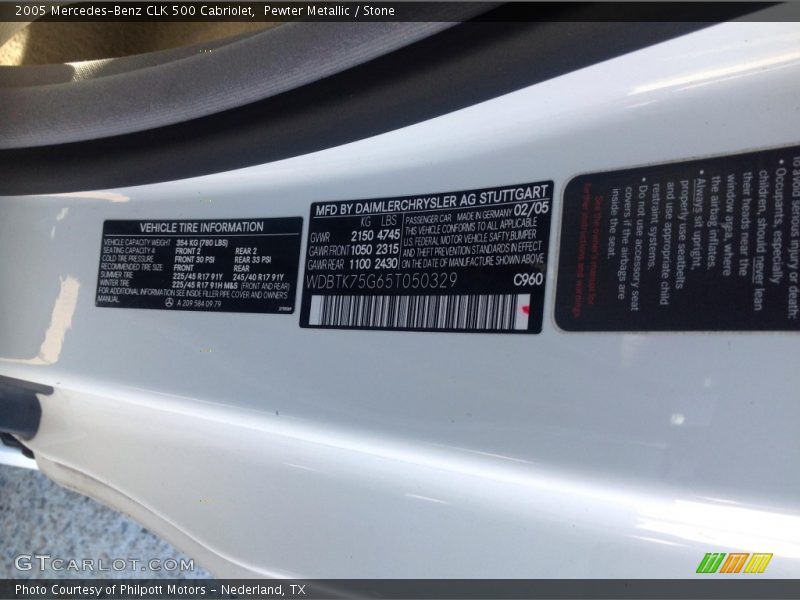 Pewter Metallic / Stone 2005 Mercedes-Benz CLK 500 Cabriolet