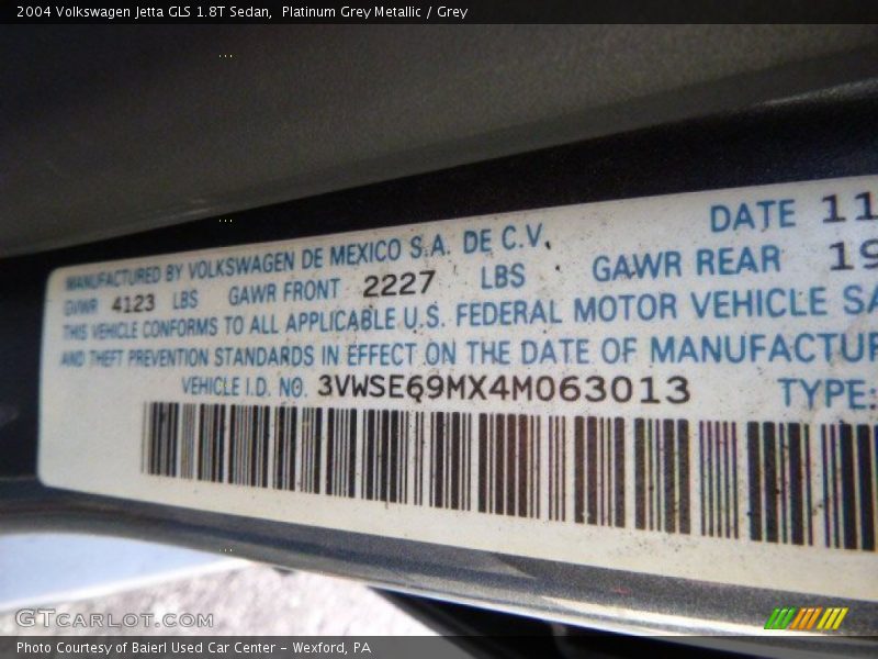 Platinum Grey Metallic / Grey 2004 Volkswagen Jetta GLS 1.8T Sedan