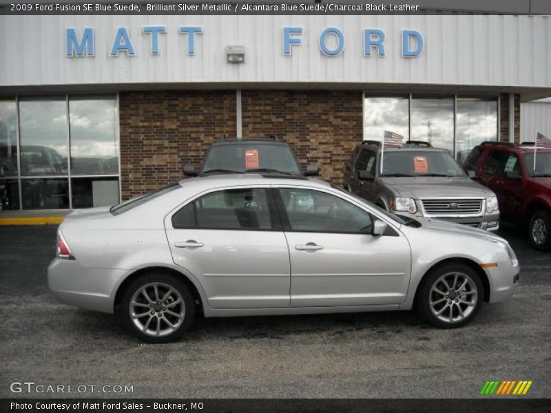 Brilliant Silver Metallic / Alcantara Blue Suede/Charcoal Black Leather 2009 Ford Fusion SE Blue Suede