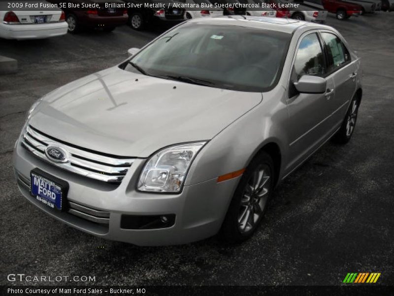 Brilliant Silver Metallic / Alcantara Blue Suede/Charcoal Black Leather 2009 Ford Fusion SE Blue Suede
